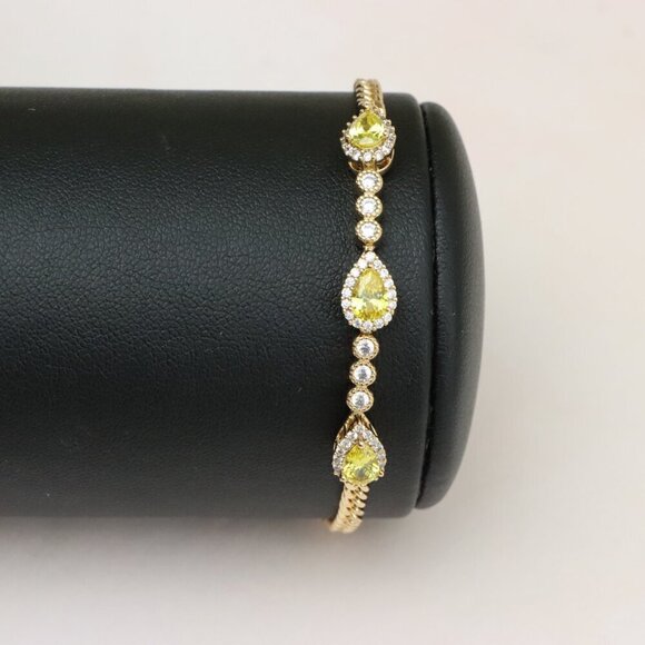 "Rose Gold Bracelet with Yellow Teardrop Stones, XPBL0784 - Picture 8 of 12